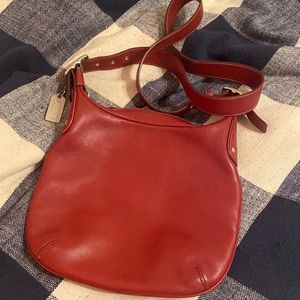 Coach red leather crossbody